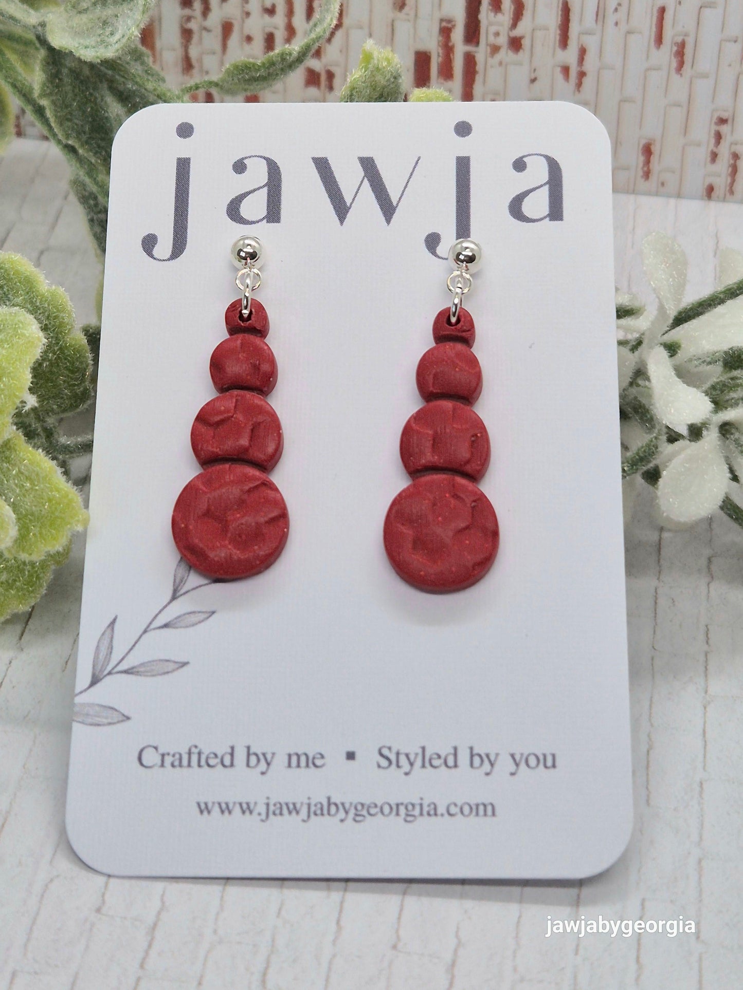 RED BAUBLE POLYMER CLAY EARRINGS