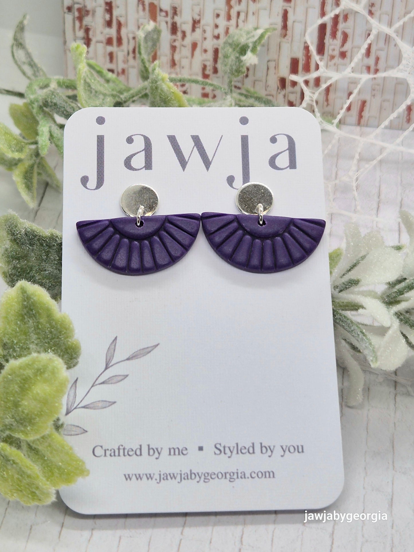 PURPLE ART DECO POLYMER CLAY EARRINGS