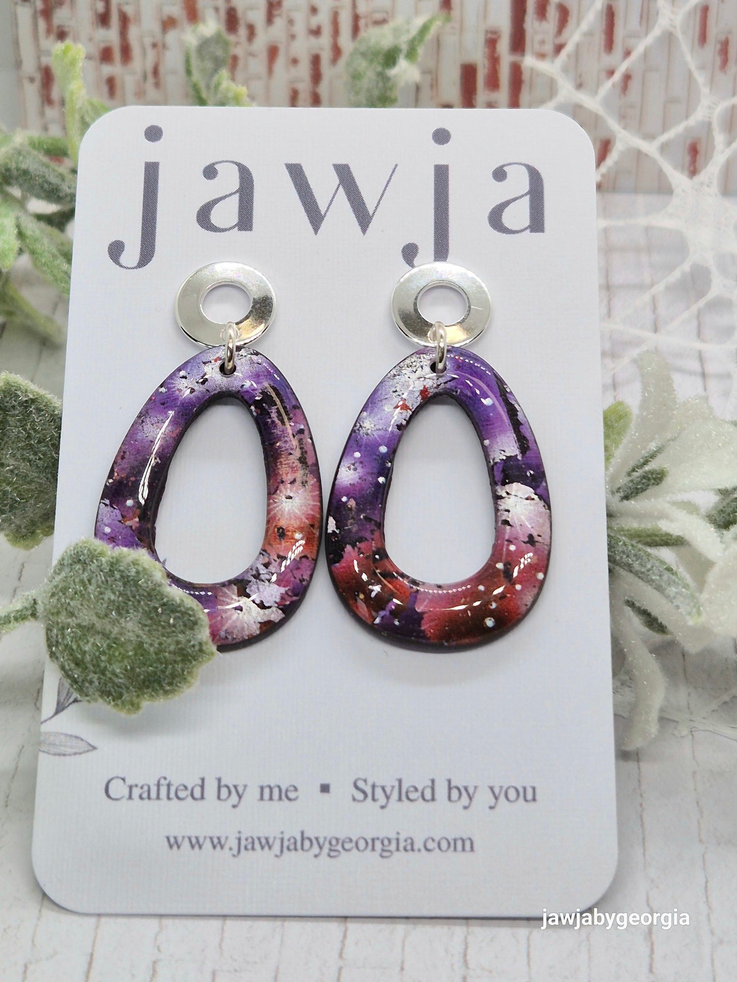 COSMIC PURPLE POLYMER CLAY EARRINGS