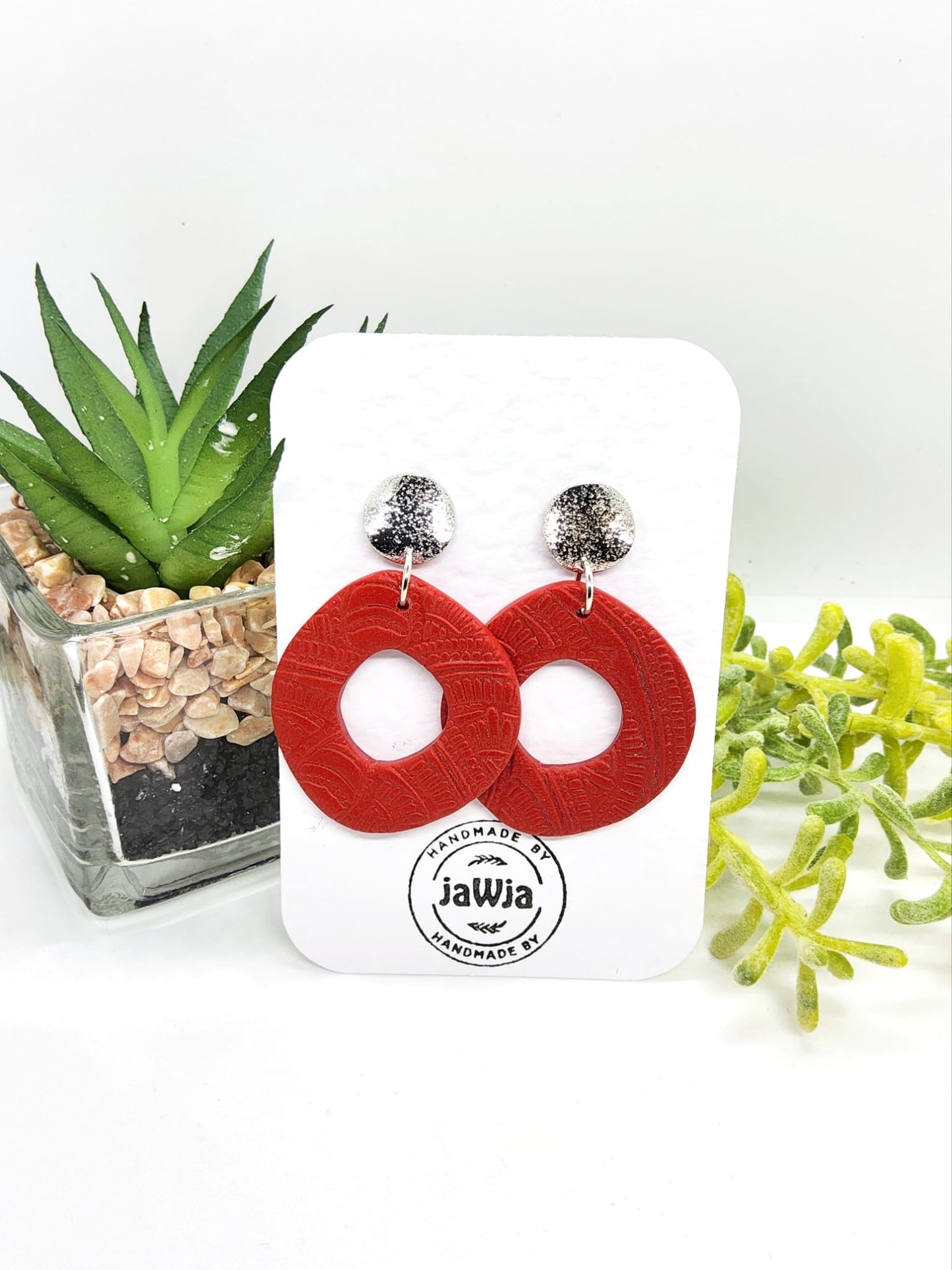 RED STATEMENT POLYMER CLAY EARRINGS