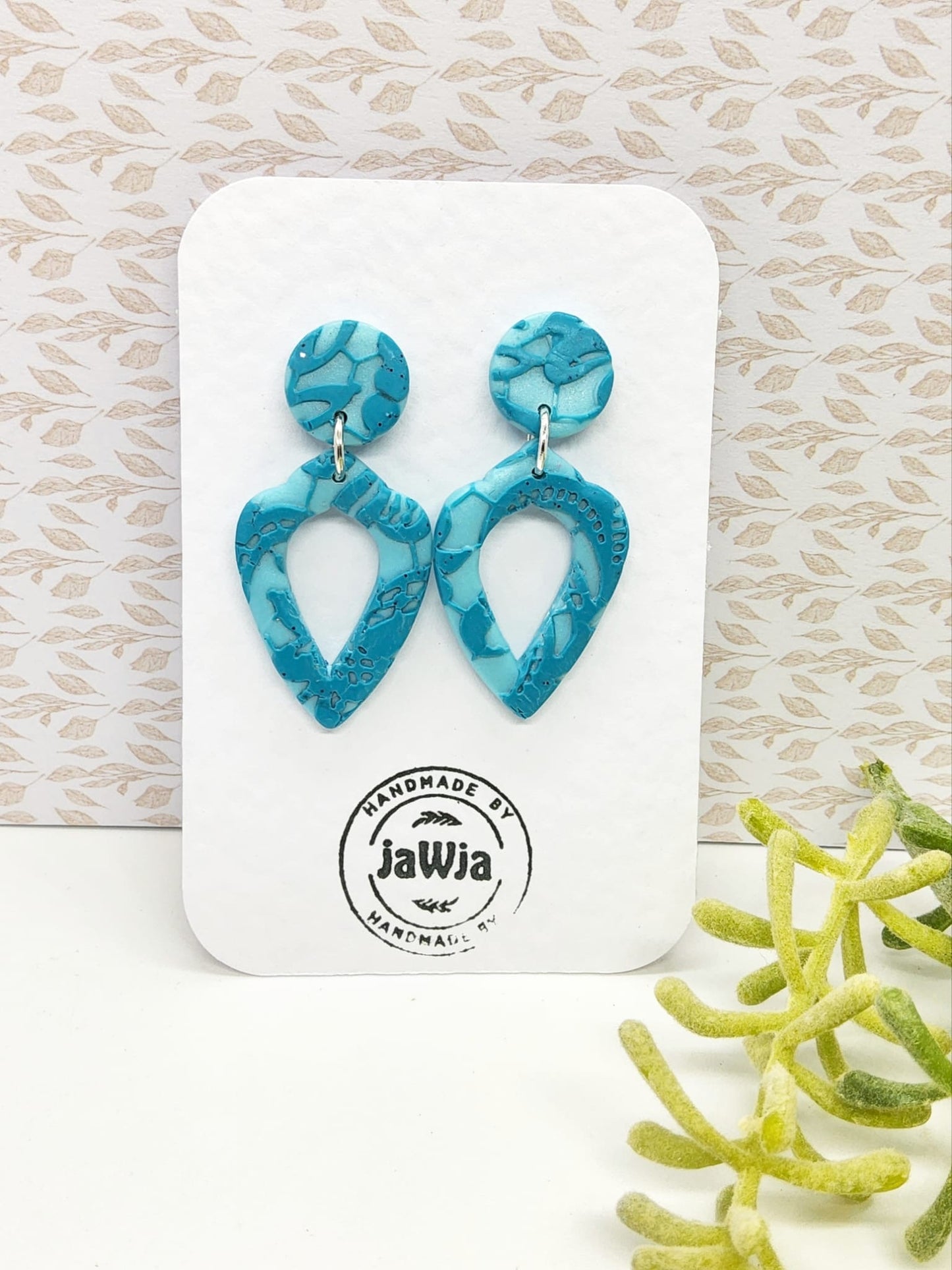 SHADES OF BLUE LACE EFFECT POLYMER CLAY EARRINGS