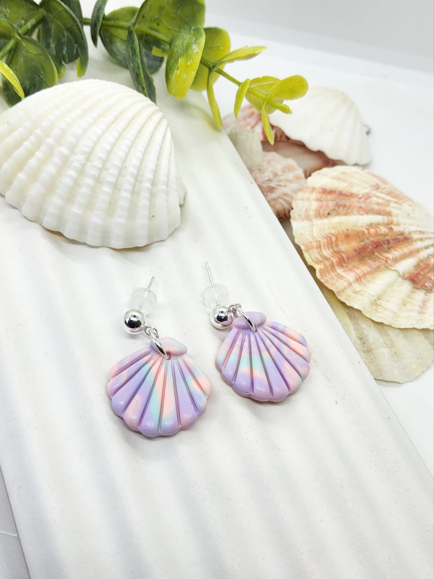 PASTEL SHELL POLYMER CLAY EARRINGS