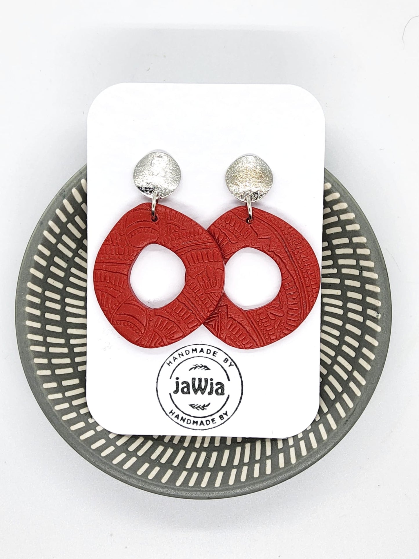 RED STATEMENT POLYMER CLAY EARRINGS