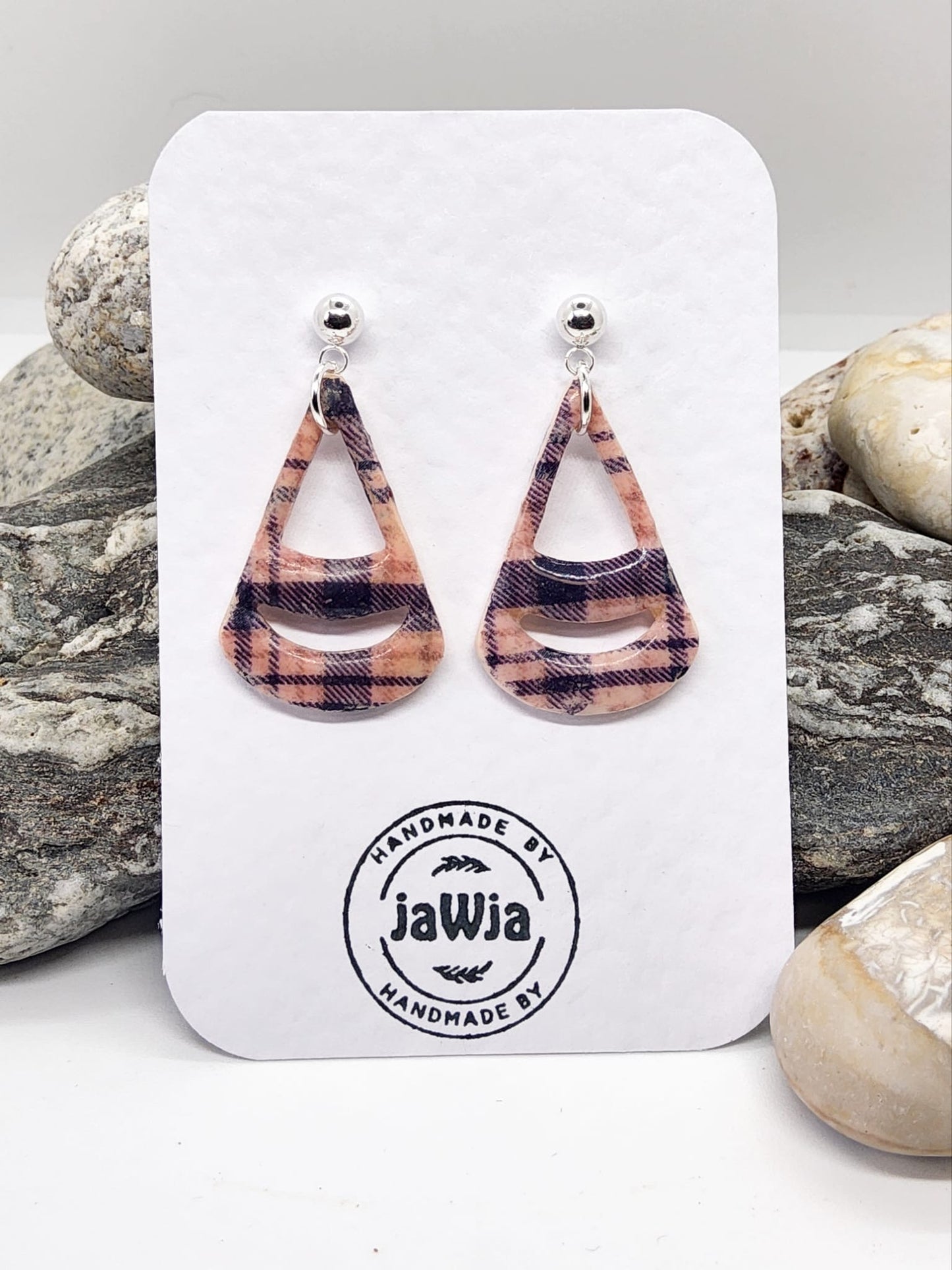 TARTAN PATTERN POLYMER CLAY EARRINGS