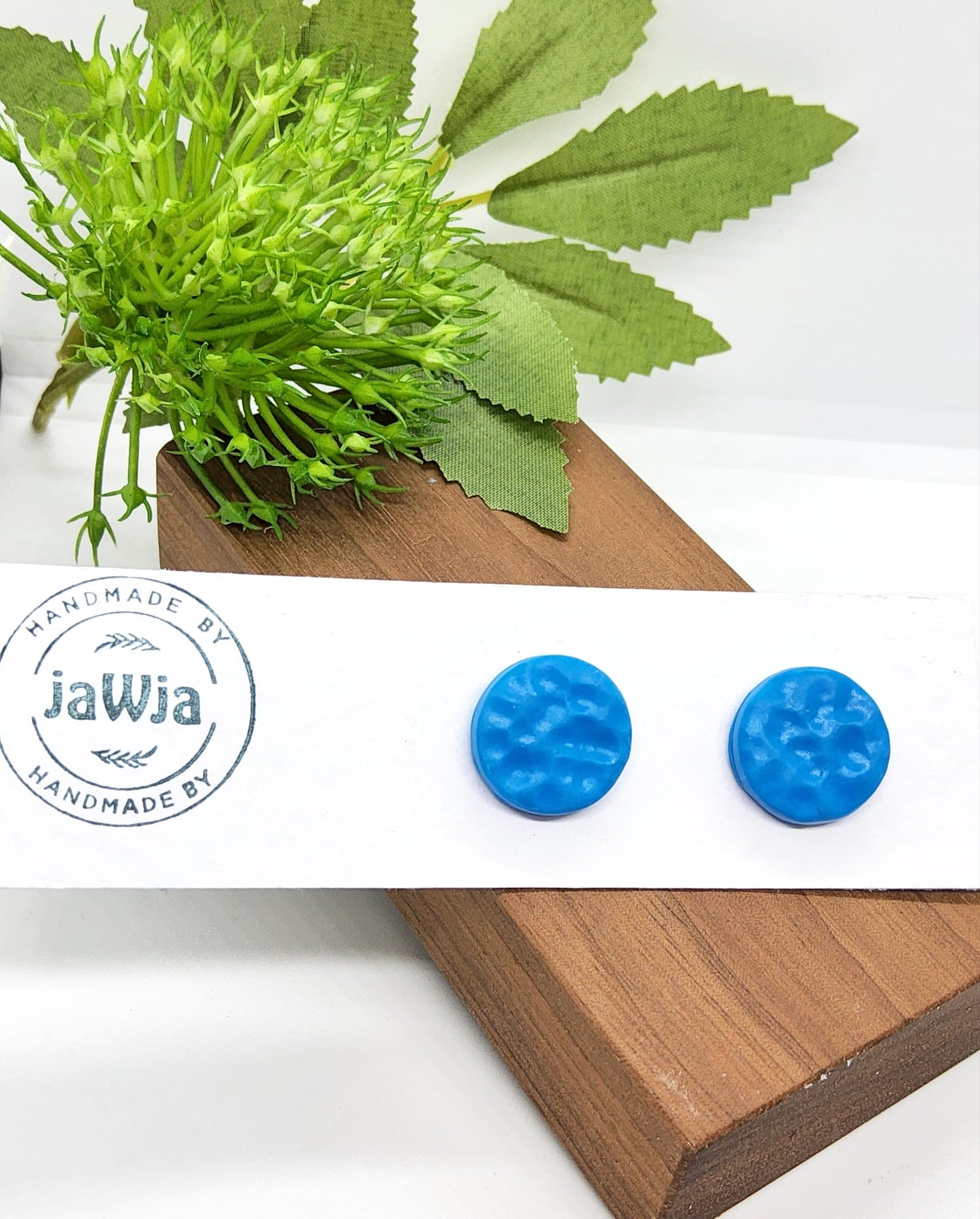 BLUE POLYMER CLAY STUD EARRINGS