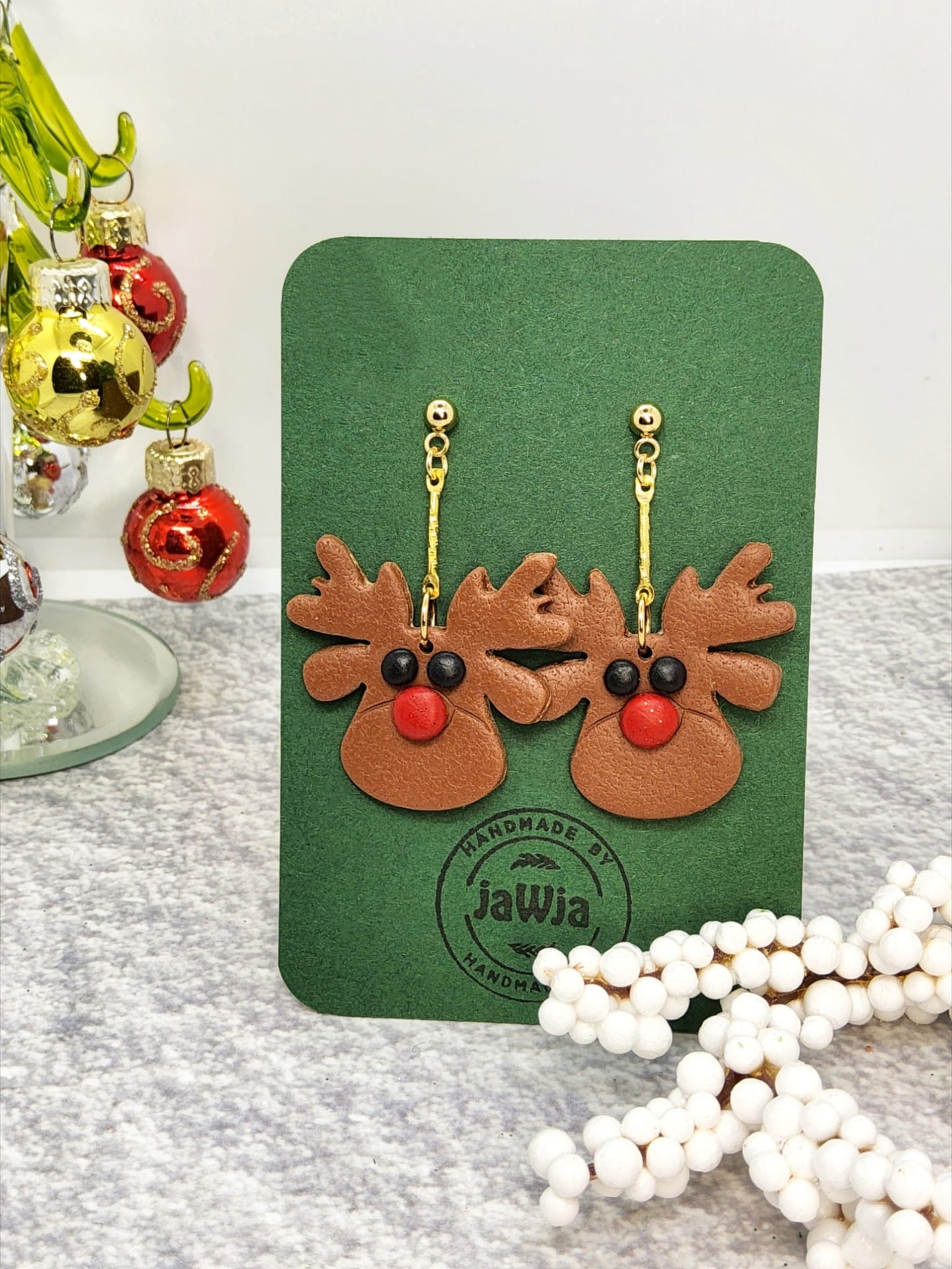 REINDEER POLYMER CLAY EARRINGS