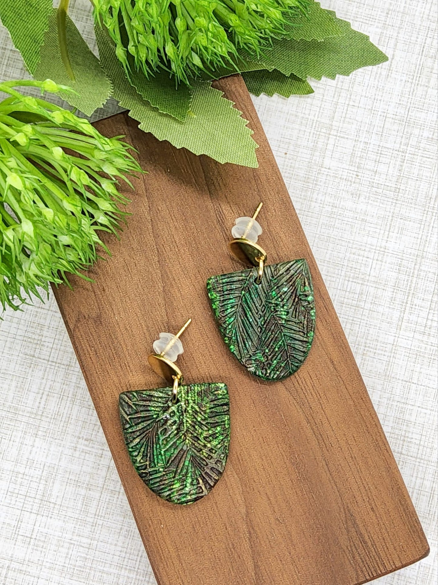 TROPICAL GREEN POLYMER CLAY EARRINGS