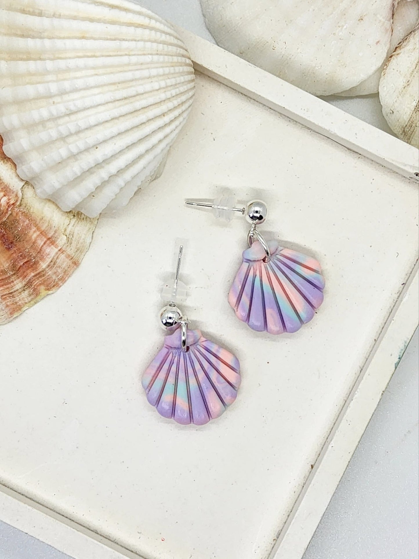 PASTEL SHELL POLYMER CLAY EARRINGS