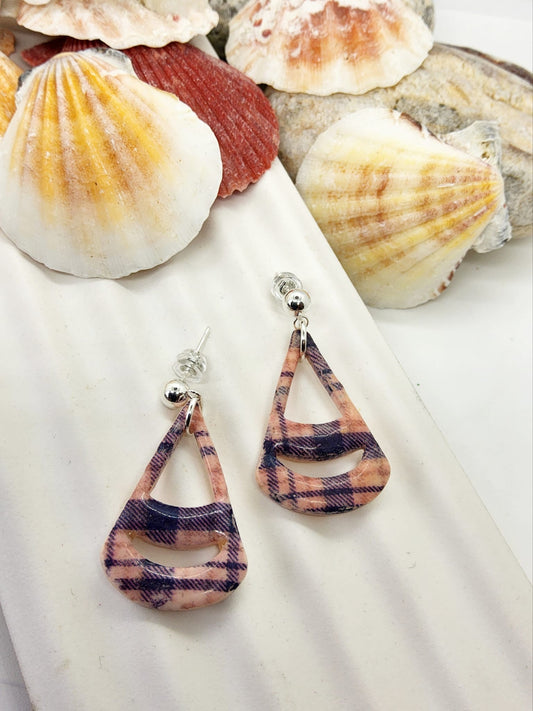 TARTAN PATTERN POLYMER CLAY EARRINGS