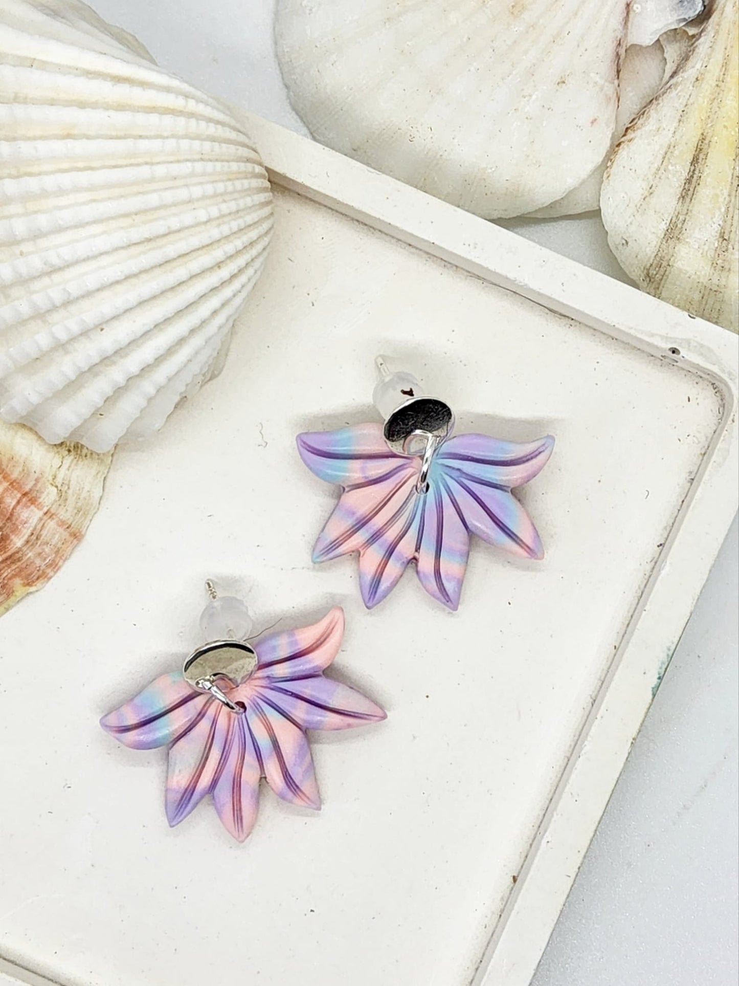 PASTEL LEAF POLYMER CLAY EARRINGS