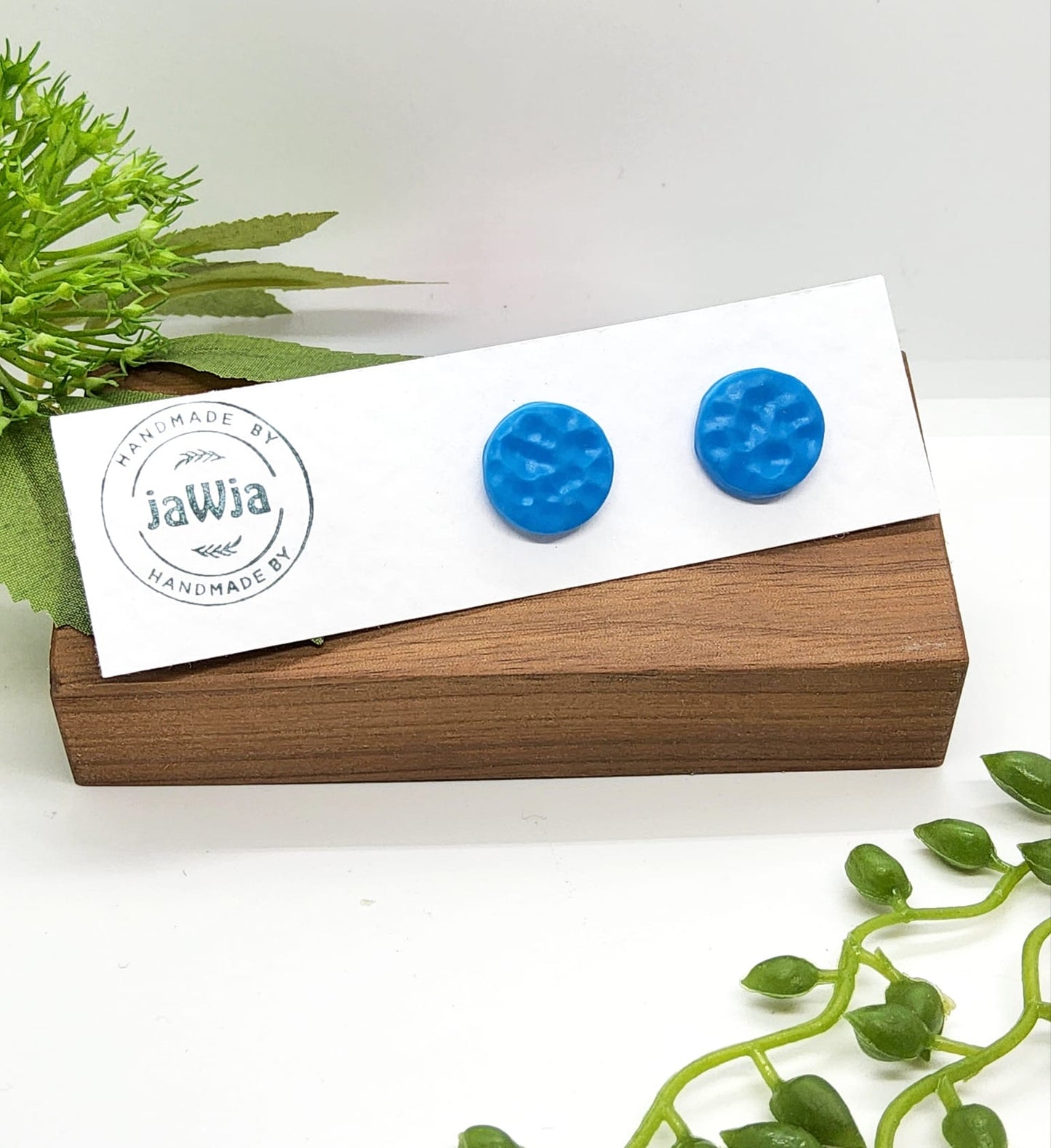 BLUE POLYMER CLAY STUD EARRINGS