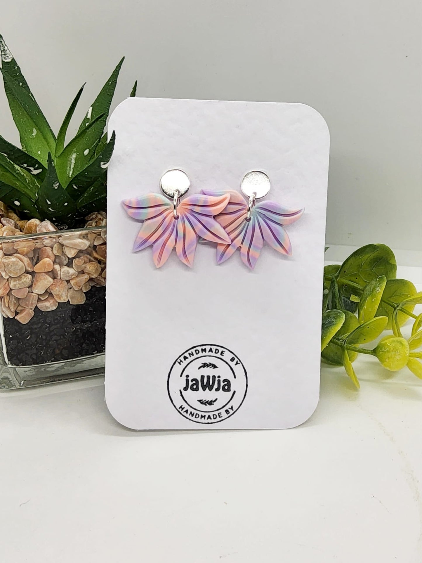 PASTEL LEAF POLYMER CLAY EARRINGS