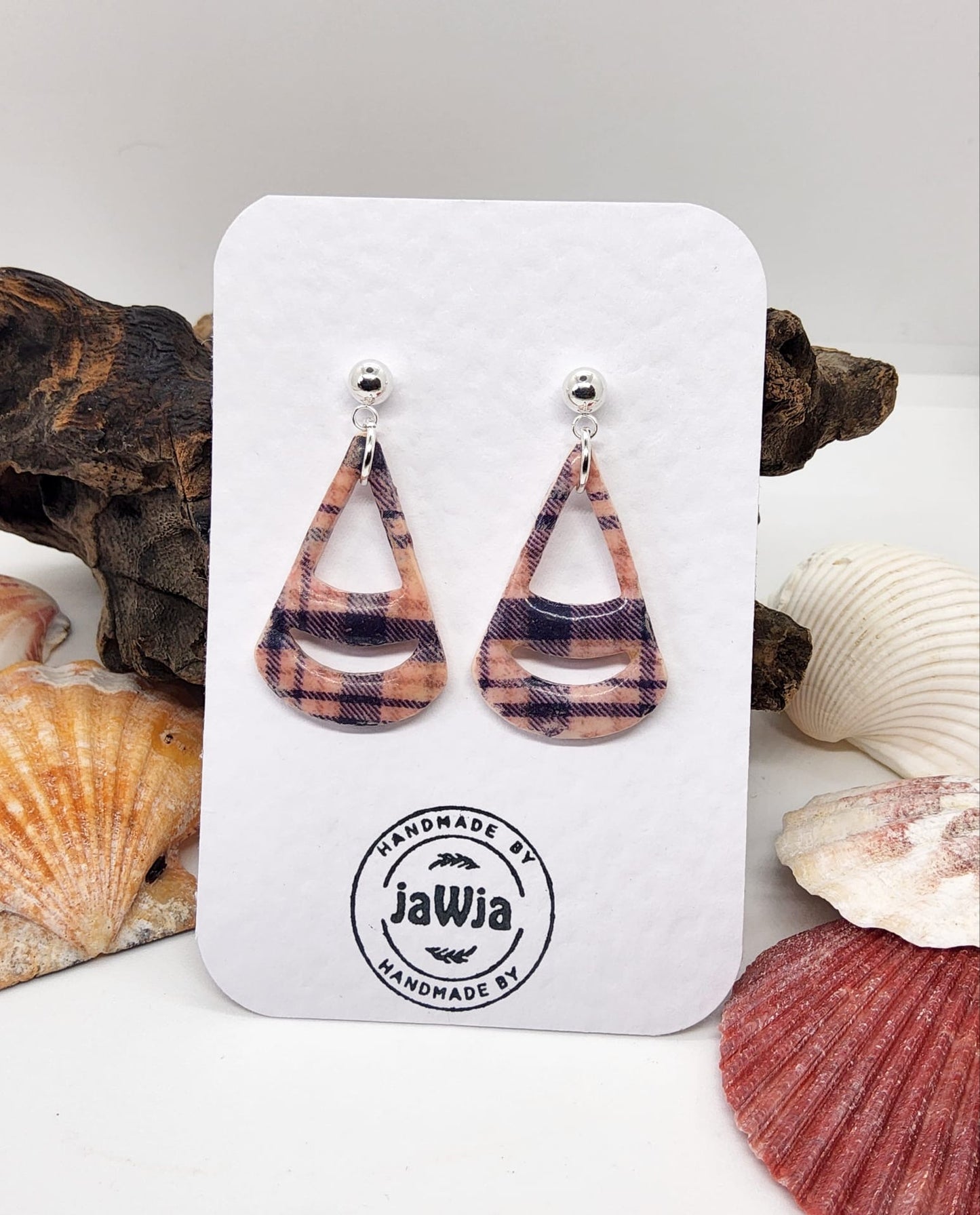 TARTAN PATTERN POLYMER CLAY EARRINGS