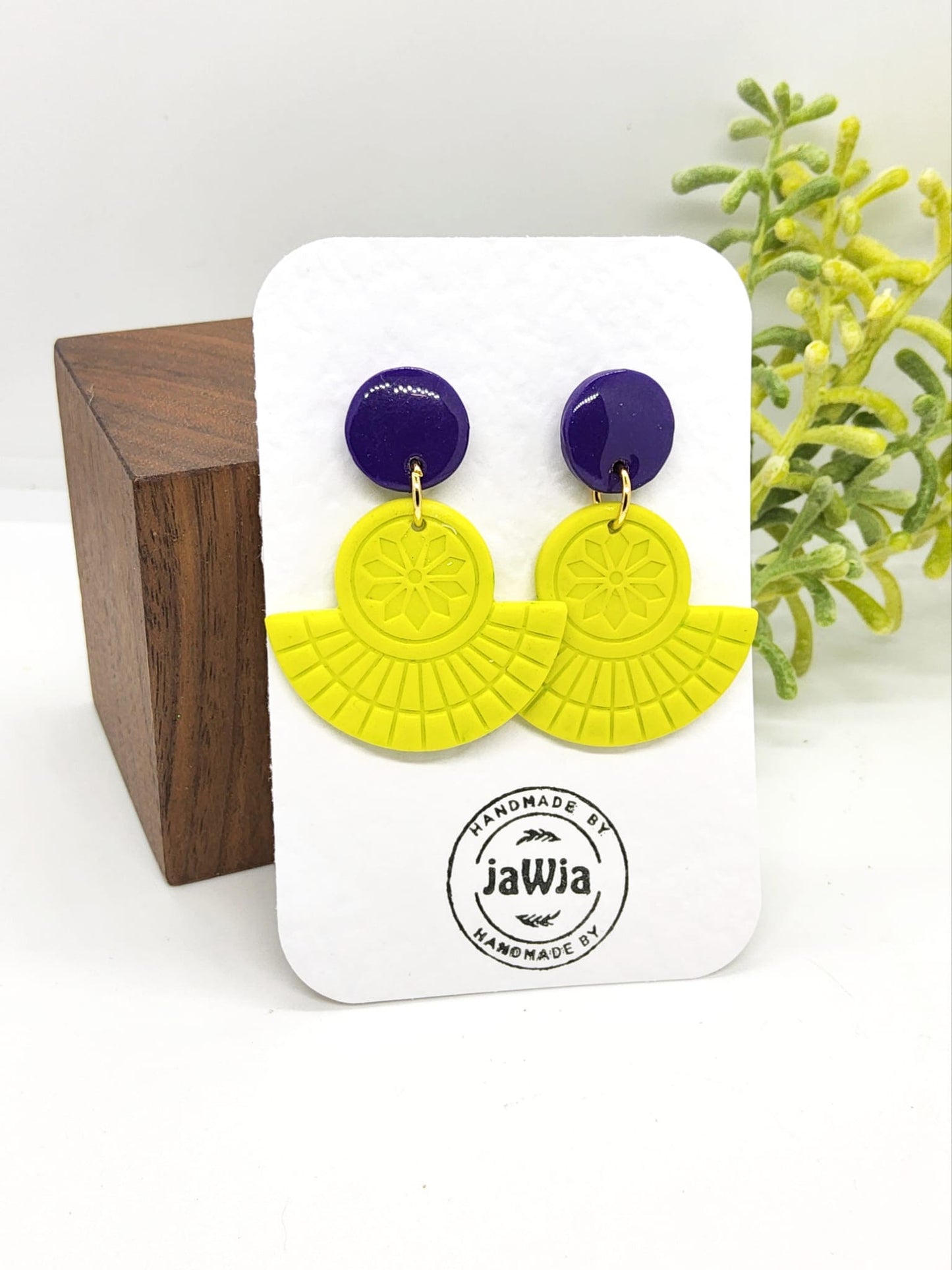 LIME AND PURPLE POLYMER CLAY EARRINGS