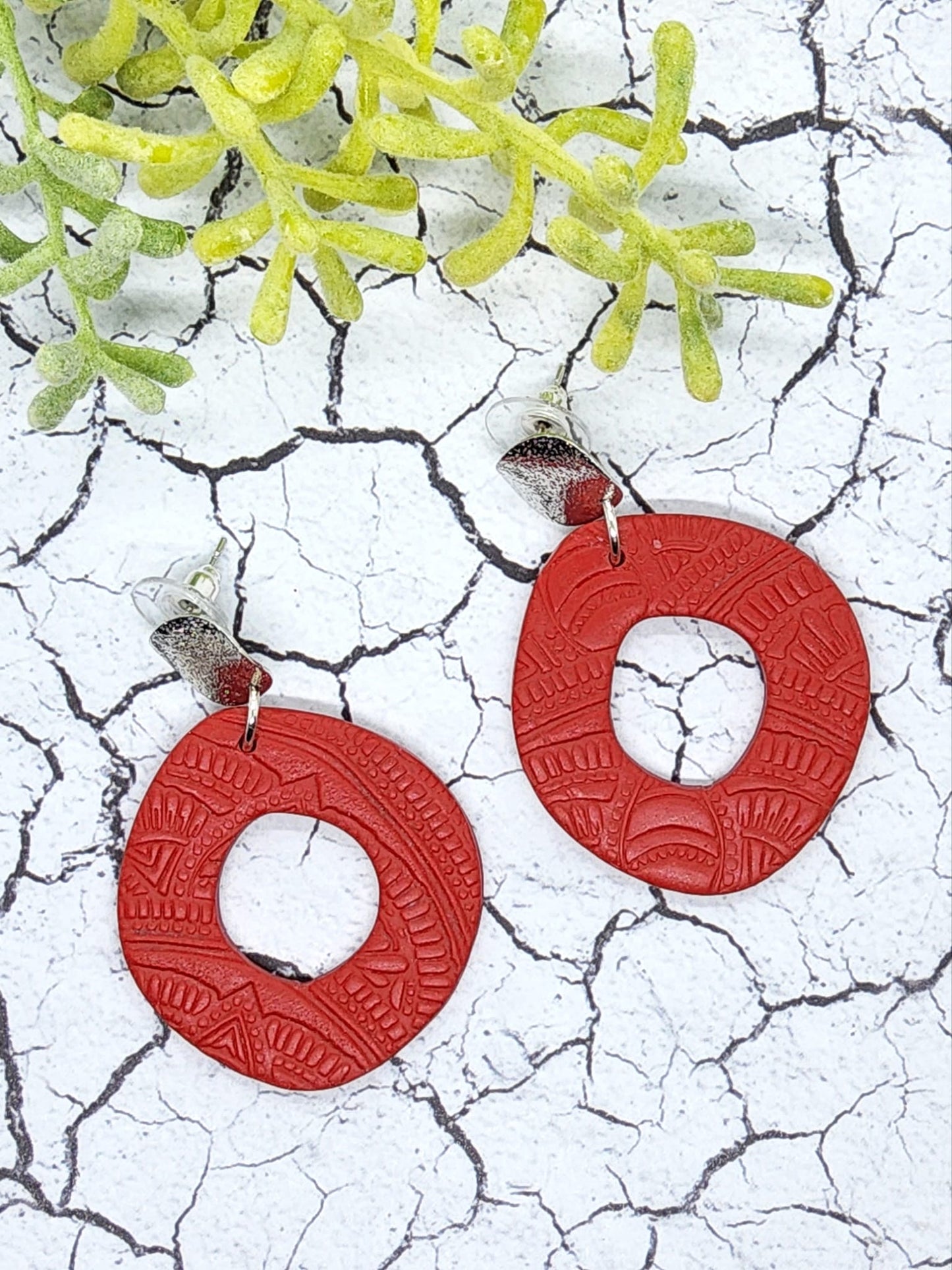 RED STATEMENT POLYMER CLAY EARRINGS