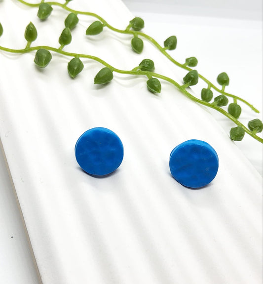 BLUE POLYMER CLAY STUD EARRINGS