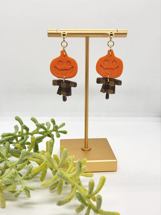 PUMPKIN HEAD HALLOWEEN POLYMER CLAY EARRINGS