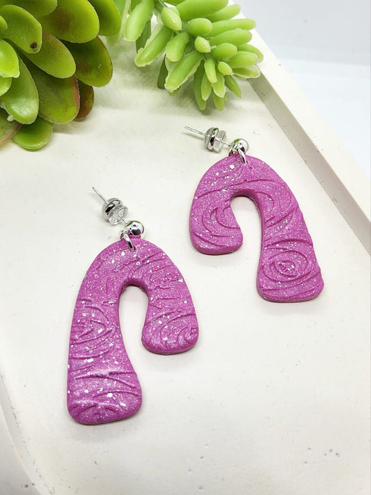 SPARKLY FUSCHIA POLYMER CLAY EARRINGS