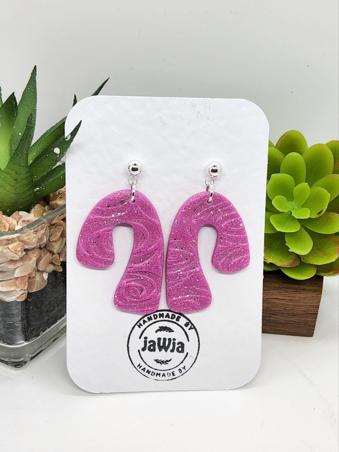 SPARKLY FUSCHIA POLYMER CLAY EARRINGS