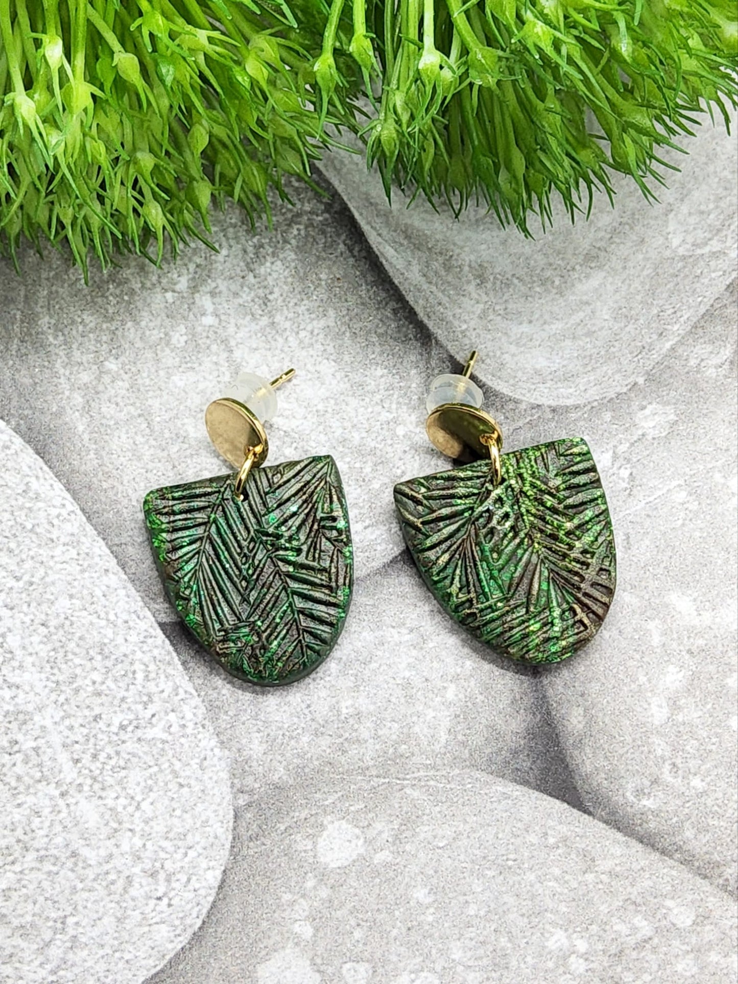 TROPICAL GREEN POLYMER CLAY EARRINGS