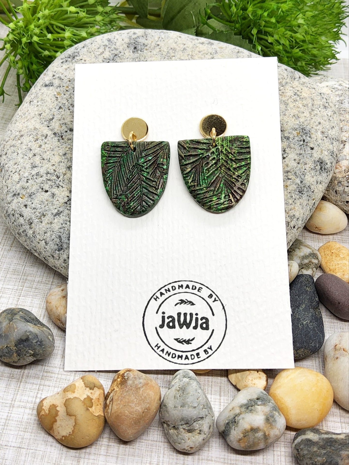 TROPICAL GREEN POLYMER CLAY EARRINGS