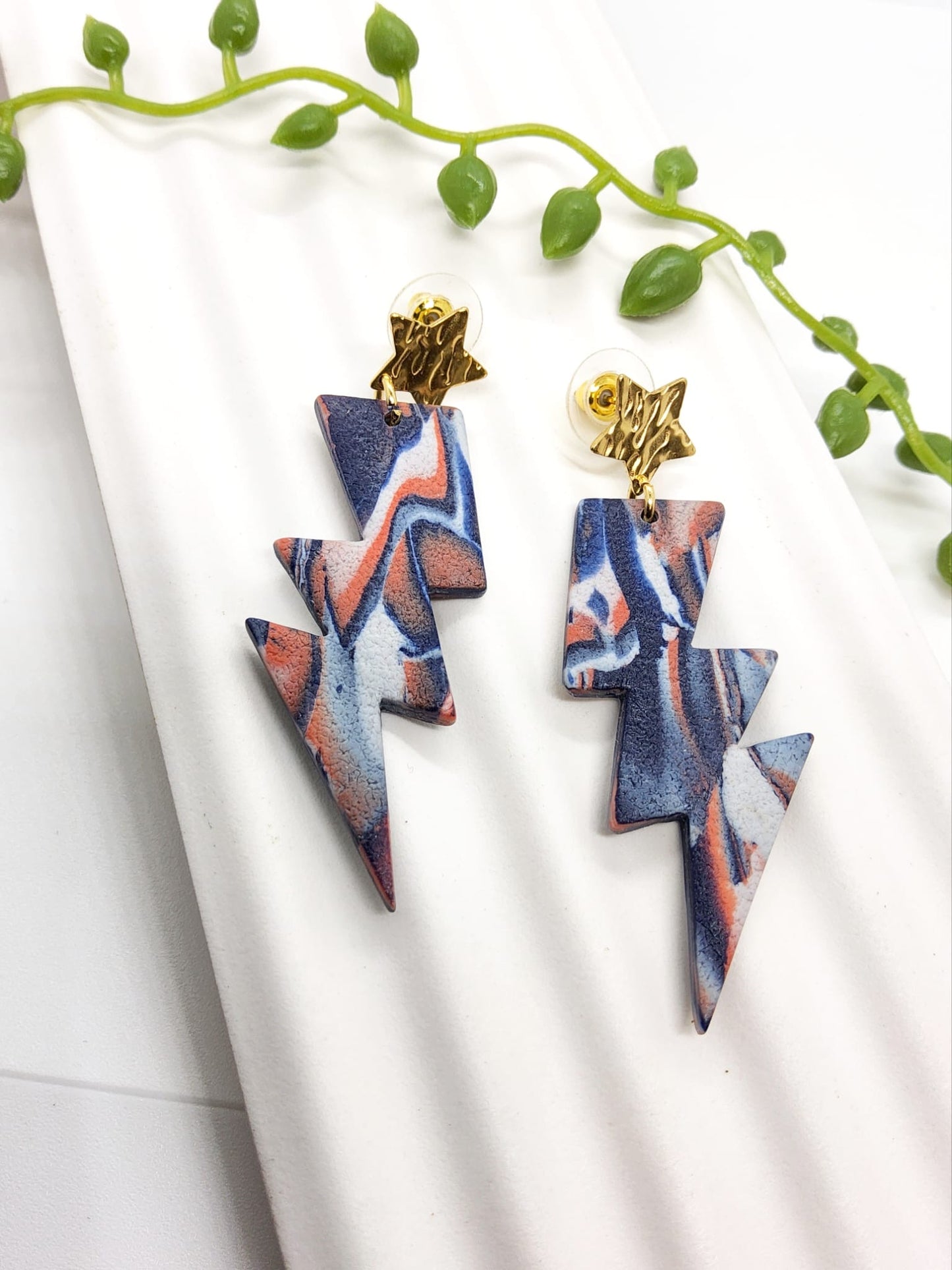 LIGHTENING SHAPE POLYMER CLAY EARRINGS