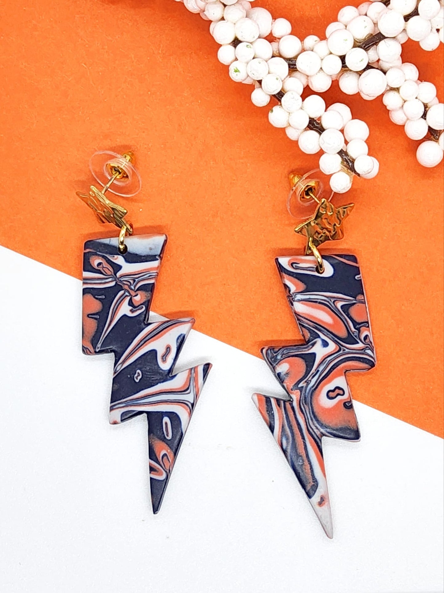 LIGHTENING SHAPE POLYMER CLAY EARRINGS