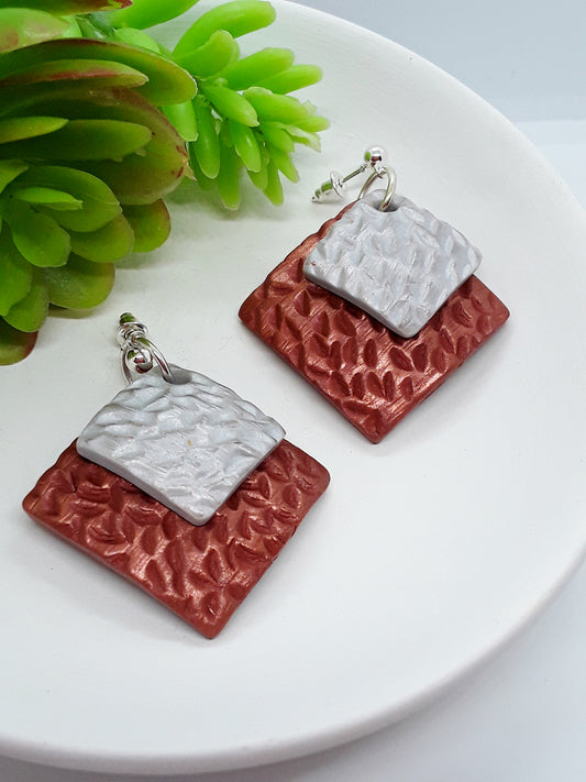 HAMMERED TEXTURE METALLIC POLYMER CLAY EARRINGS