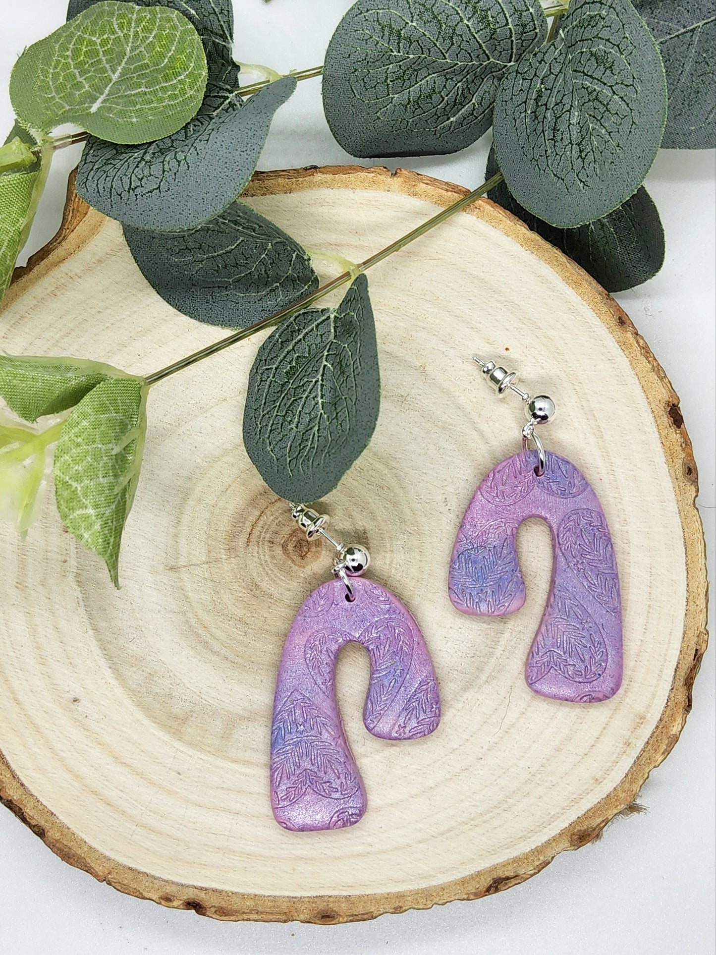 PINK AND LILAC POLYMER CLAY EARRINGS