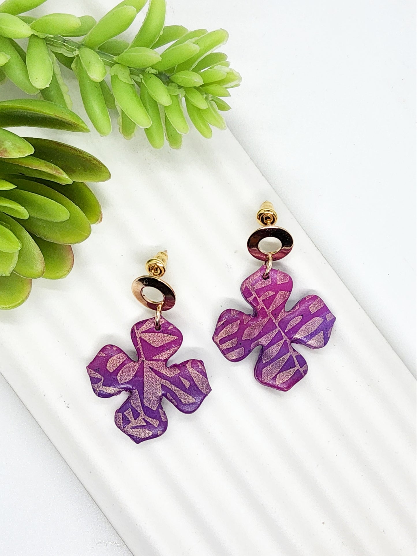 PURPLE OMBRE POLYMER CLAY EARRINGS