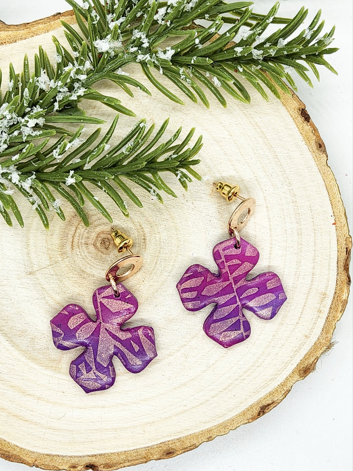 PURPLE OMBRE POLYMER CLAY EARRINGS