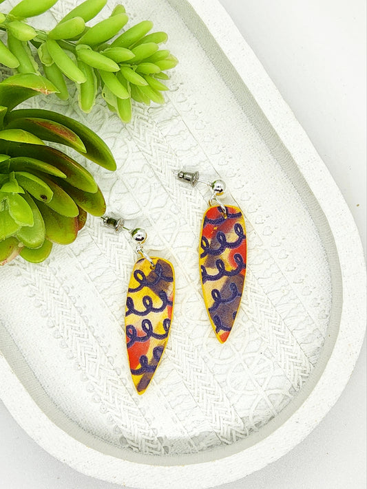 LINE DRAWING POLYMER CLAY EARRINGS