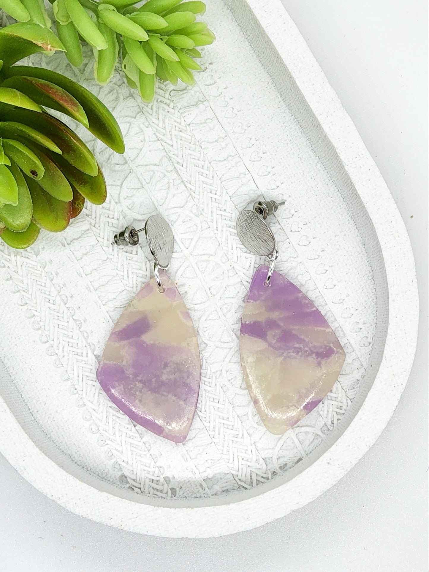 LILAC MARBLE POLYMER CLAY EARRINGS