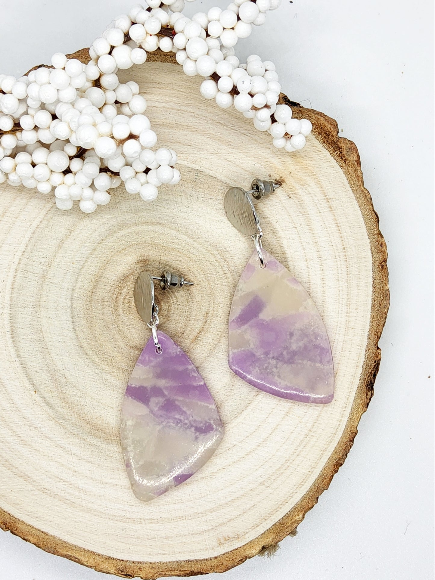 LILAC MARBLE POLYMER CLAY EARRINGS