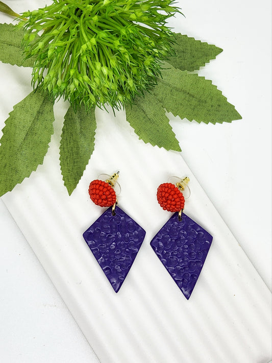 PURPLE AND RED POLYMER CLAY EARRINGS