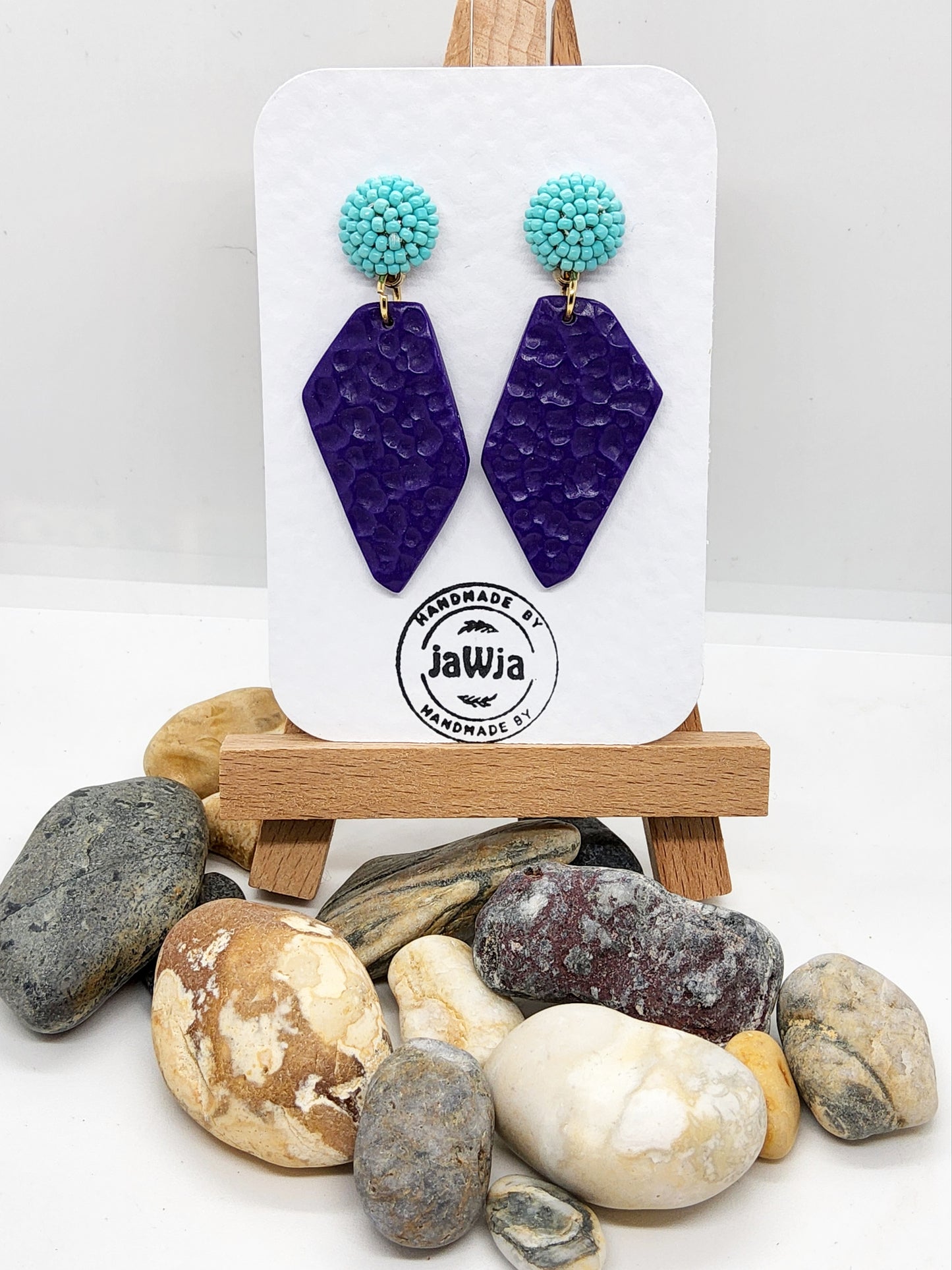 TURQUOISE AND PURPLE POLYMER CLAY EARRINGS