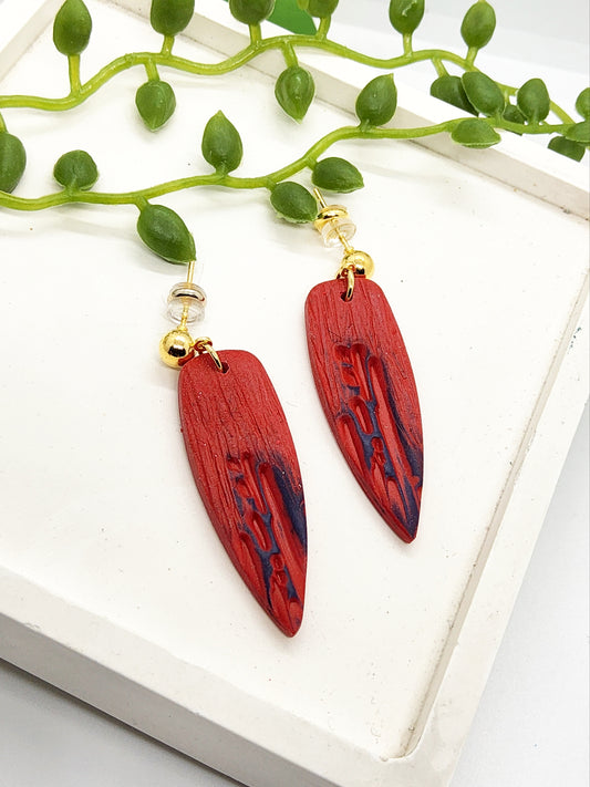 RED RUSTIC POLYMER CLAY EARRINGS