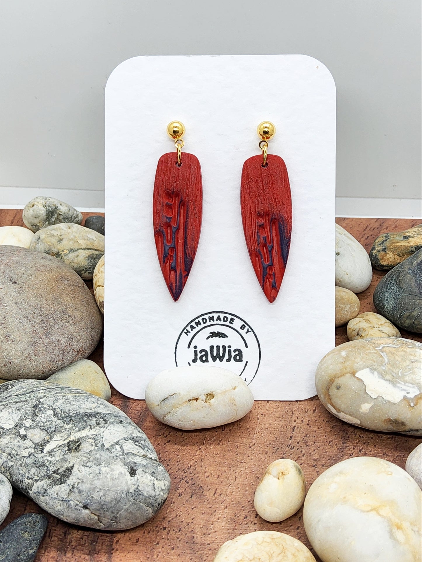 RED RUSTIC POLYMER CLAY EARRINGS