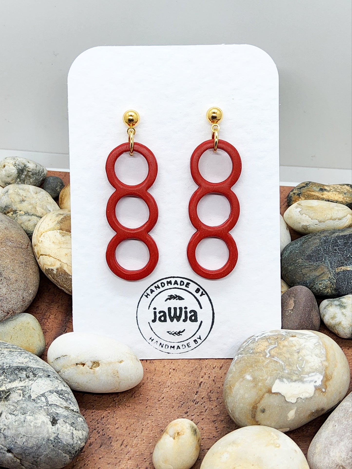 RED CIRCLE POLYMER CLAY EARRINGS