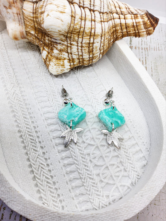 MINT MOROCCAN SHAPE POLYMER CLAY EARRINGS