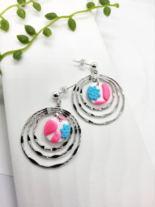 NEON BLUE AND PINK POLYMER CLAY EARRINGS