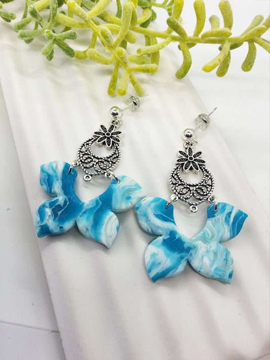 TURQUOISE MARBLE POLYMER CLAY EARRINGS