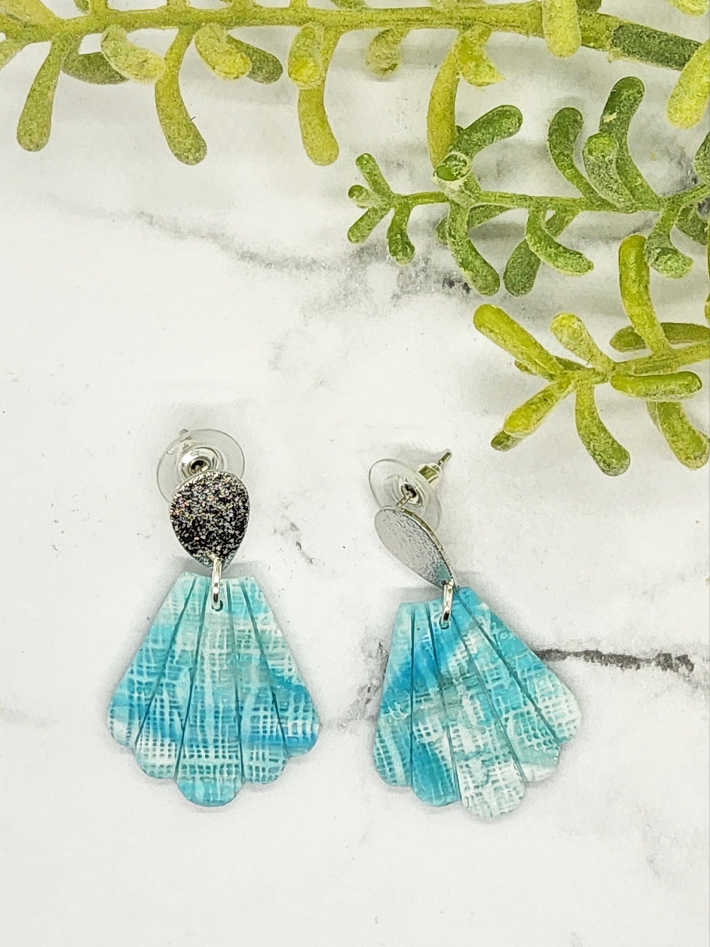 MARBLED TURQUOISE POLYMER CLAY EARRINGS