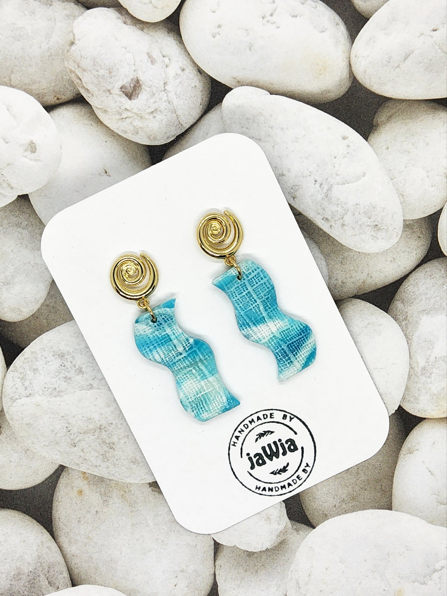 TURQUOISE TEXTURED POLYMER CLAY EARRINGS