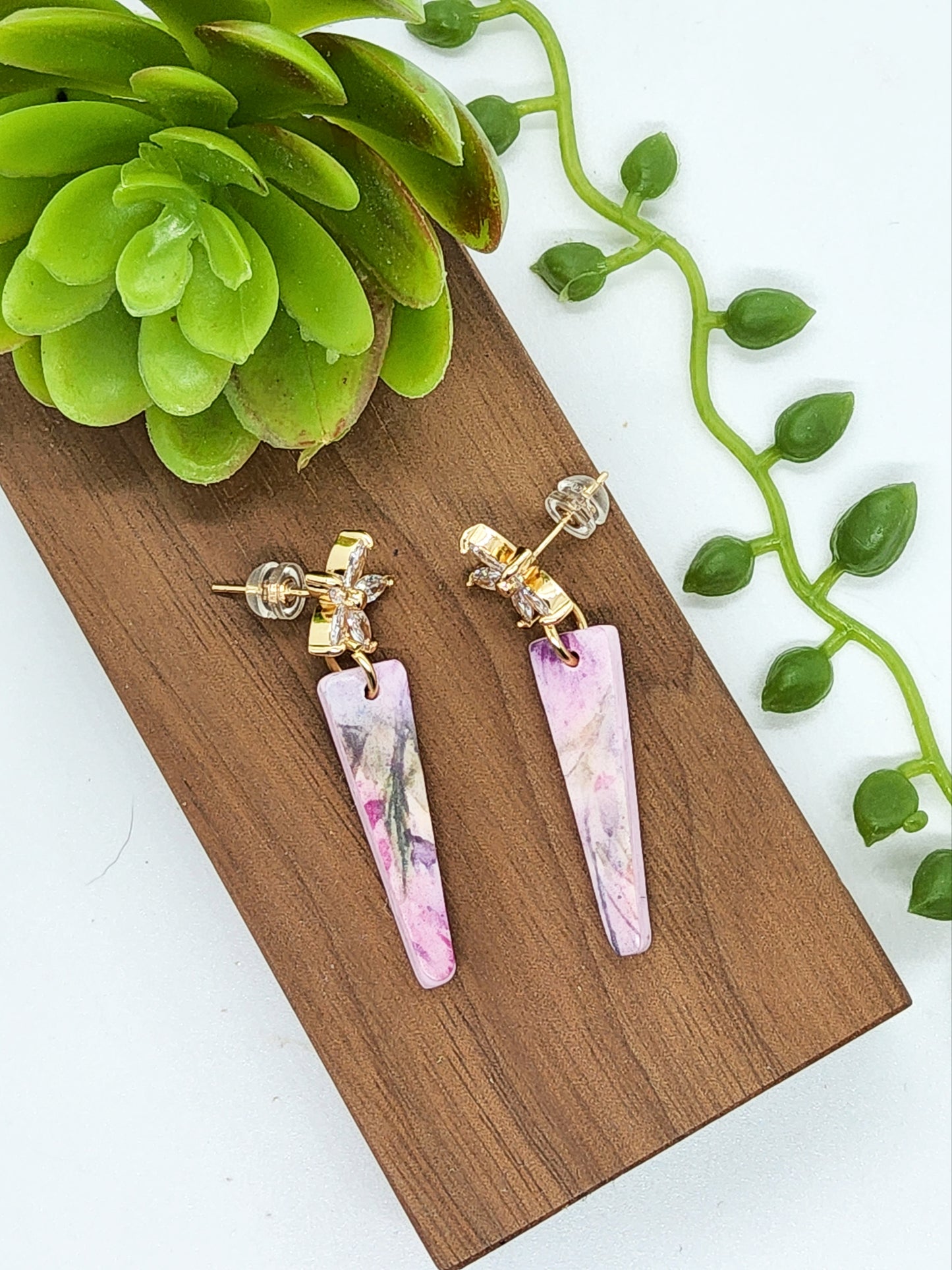 PINK PATTERNED POLYMER CLAY EARRINGS