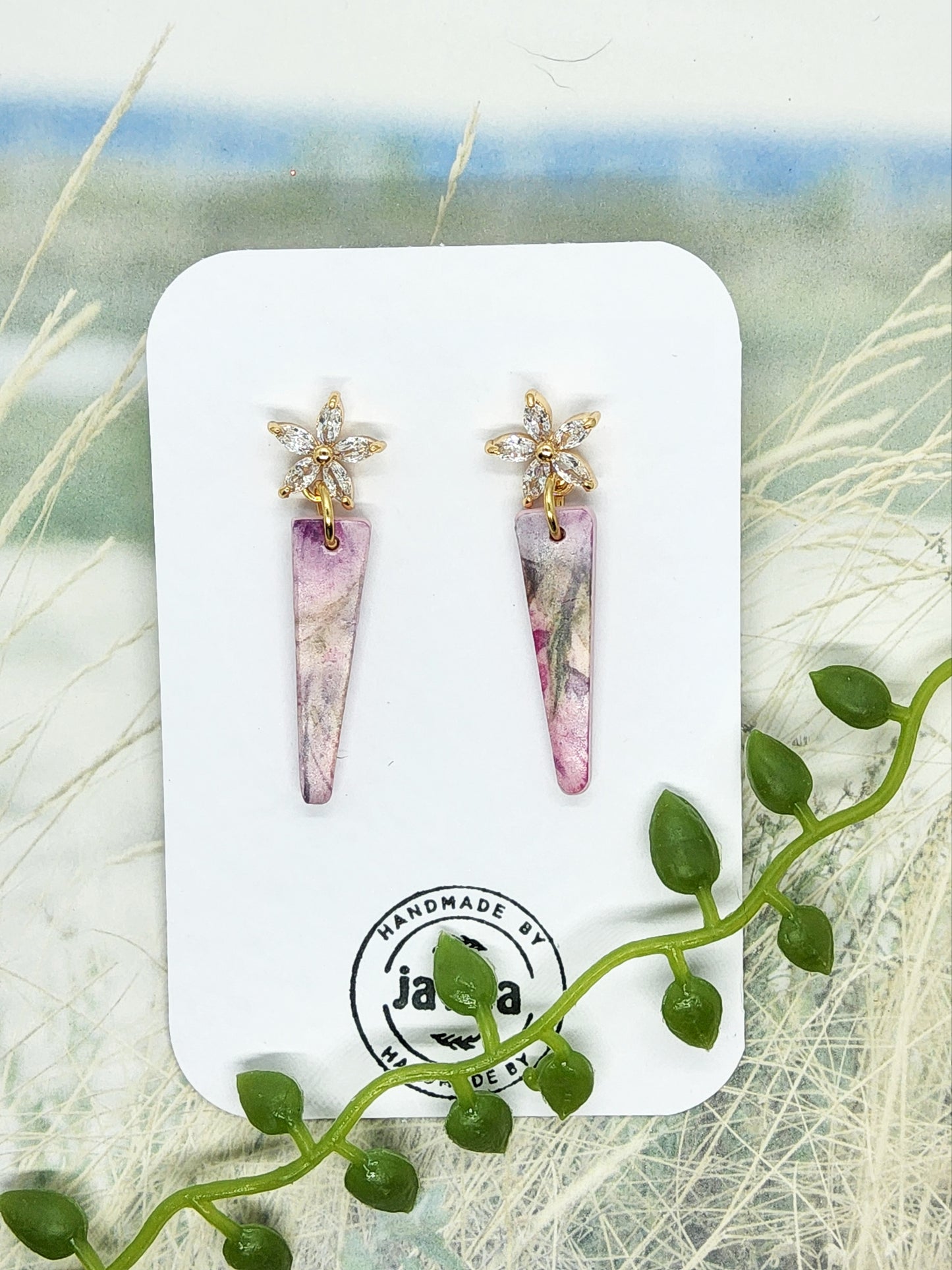 PINK PATTERNED POLYMER CLAY EARRINGS