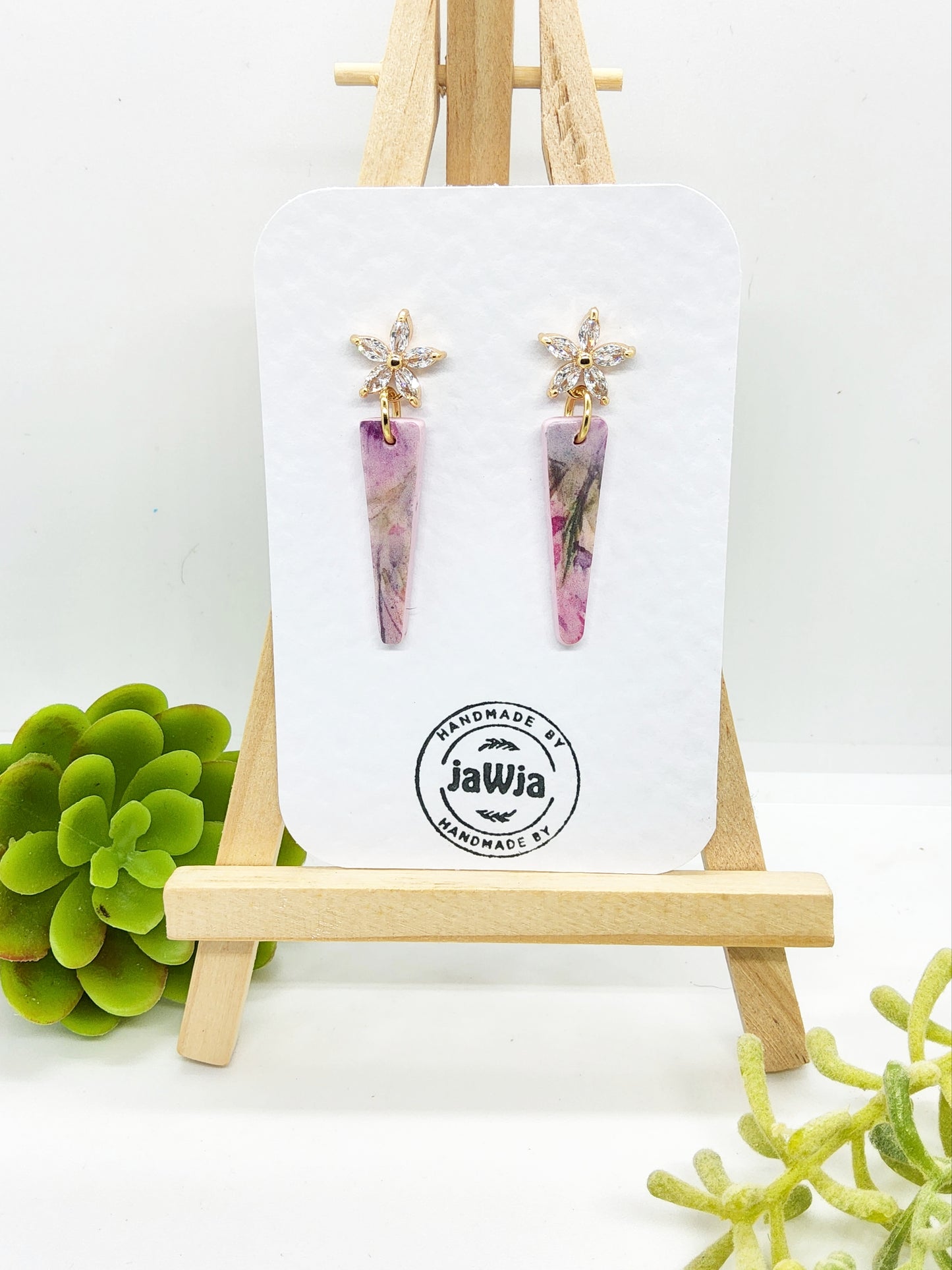 PINK PATTERNED POLYMER CLAY EARRINGS