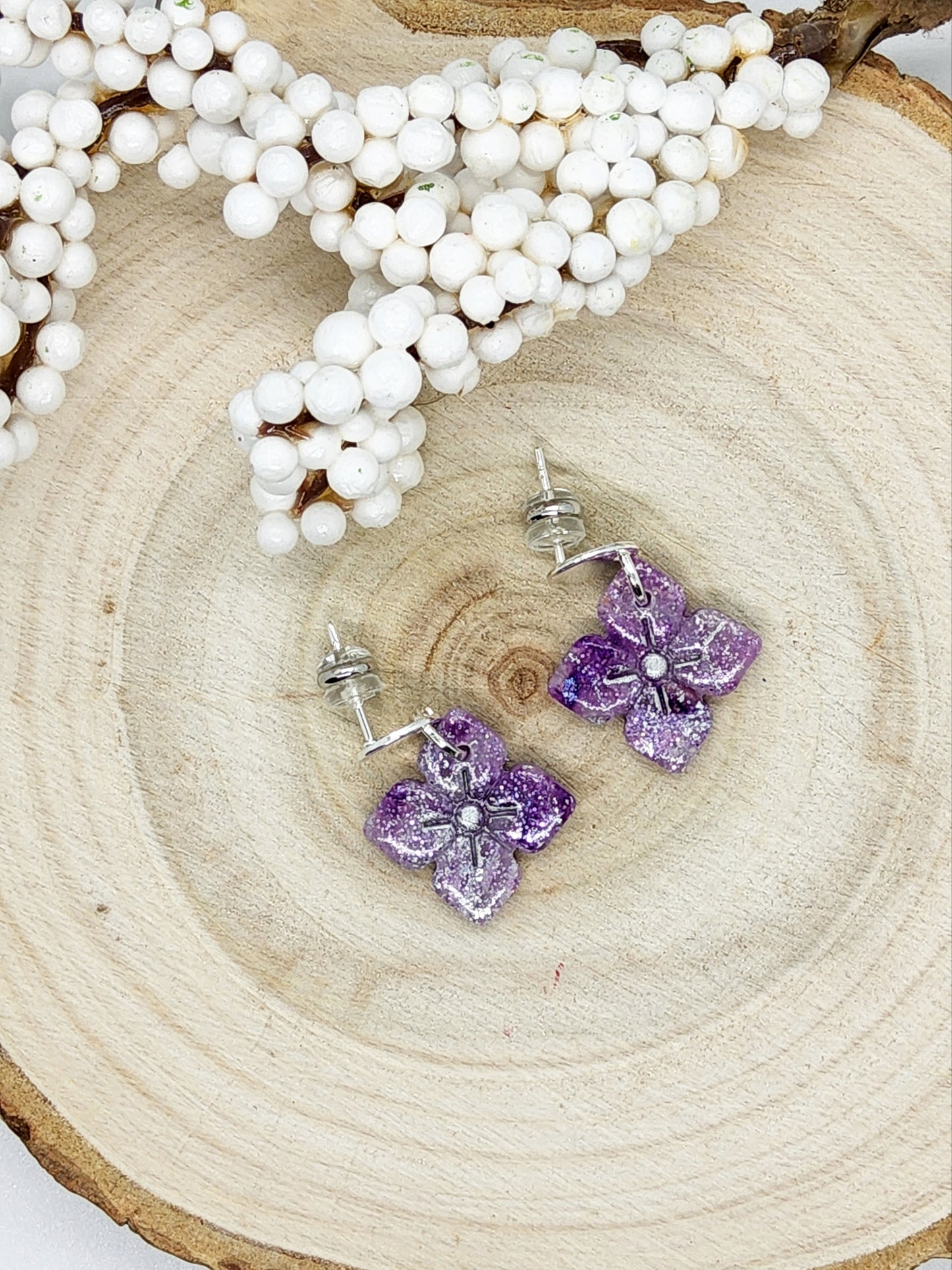 LILAC WITH A HINT OF SPARKLE POLYMER CLAY EARRINGS