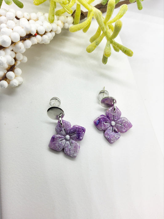 LILAC WITH A HINT OF SPARKLE POLYMER CLAY EARRINGS