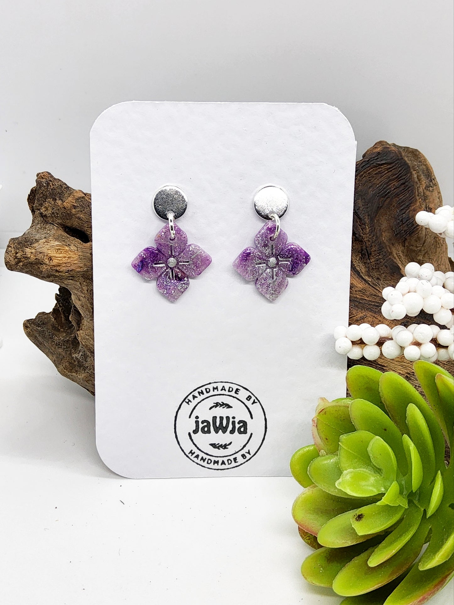 LILAC WITH A HINT OF SPARKLE POLYMER CLAY EARRINGS